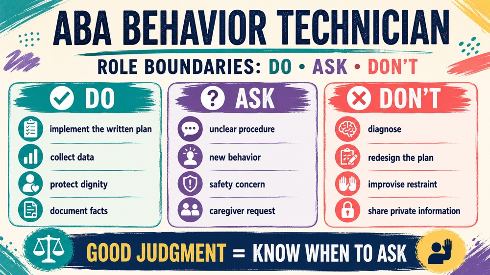aba behavior technician session duties and role boundaries infographic