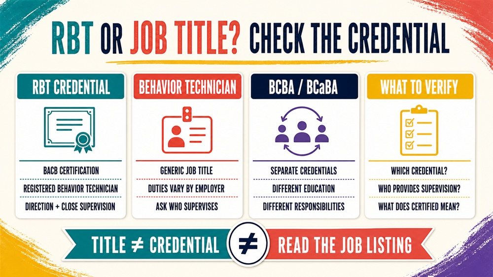certified behavior technician infographic comparing the RBT credential with generic job titles and analyst roles