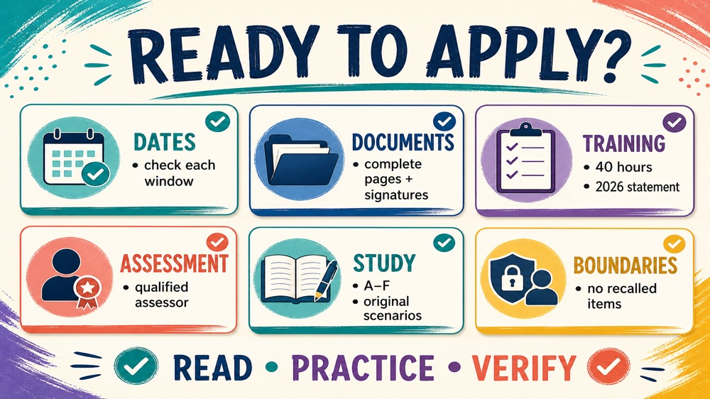 how to get rbt certified infographic showing a document and study readiness checklist