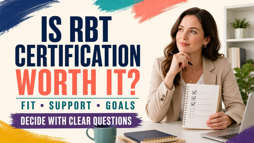 is rbt certification worth it cover showing a white adult considering a supervised RBT career plan