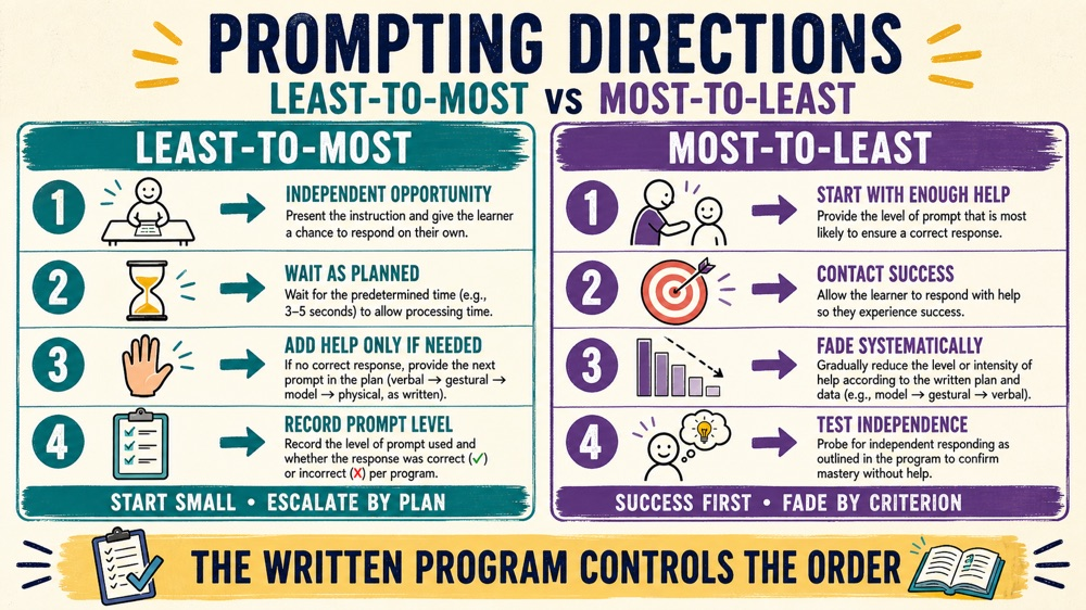 Prompt hierarchy ABA comparison of least-to-most and most-to-least prompting