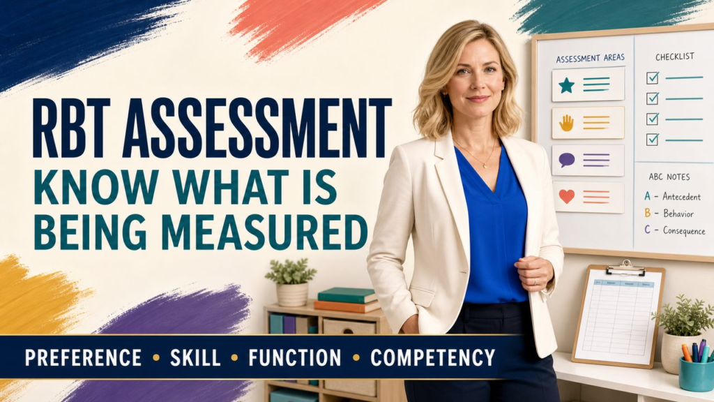 rbt assessment cover showing a white adult learner reviewing assessment types and role boundaries