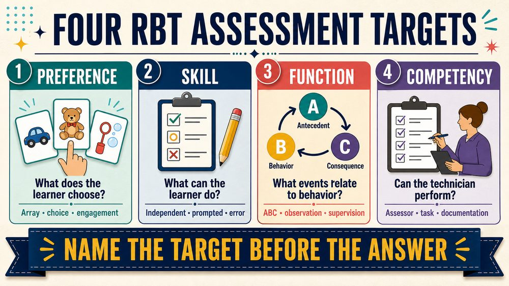 rbt assessment infographic comparing preference skill functional and competency assessment
