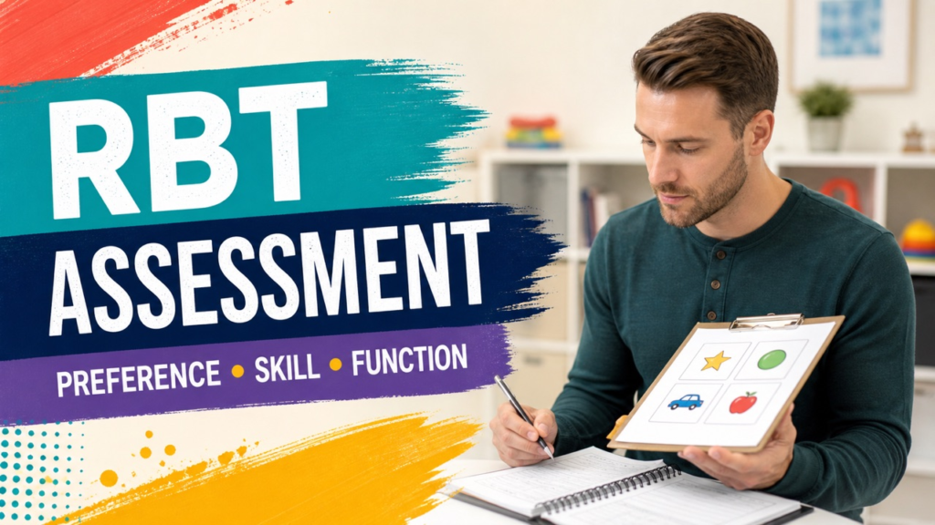 rbt assessment study guide cover showing a white adult reviewing assessment notes