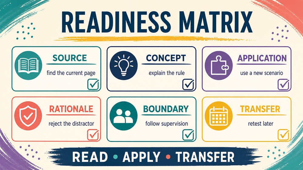rbt certification study guide infographic showing a source and readiness checklist