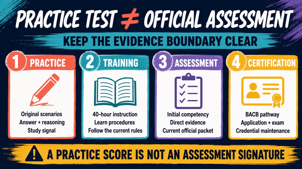 RBT competency assessment practice test distinction between independent rehearsal and official assessment