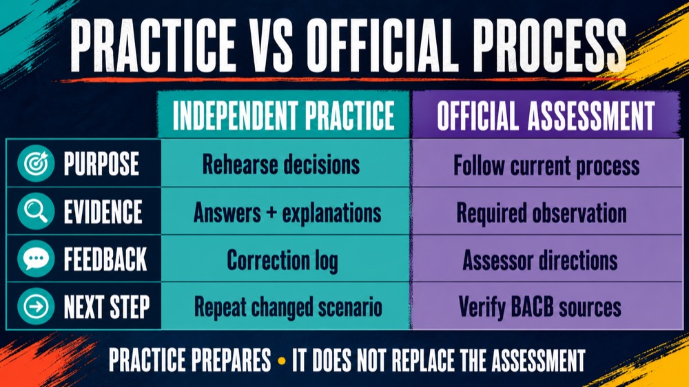 RBT competency assessment practice comparison of independent study and official assessment