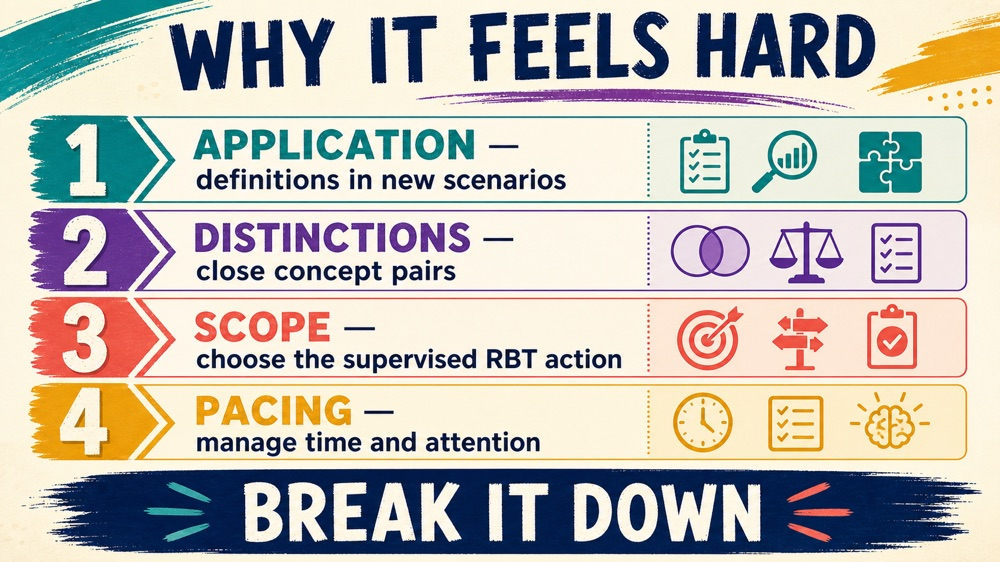 Is the registered behavior technician exam hard difficulty factors and study responses infographic