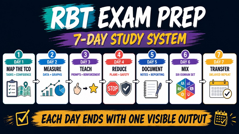 RBT exam prep seven-day study system mapped across six TCO domains