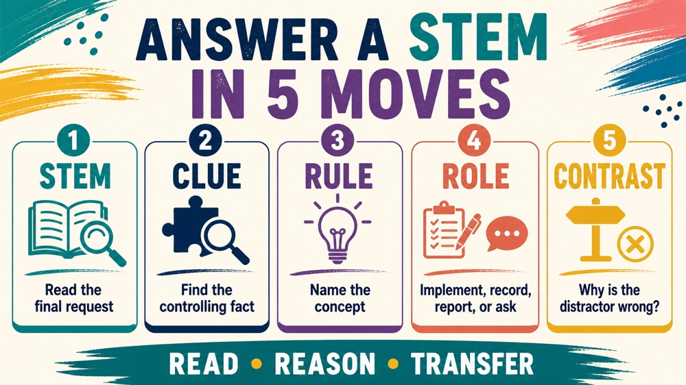 rbt exam questions and answers five-move stem reading infographic