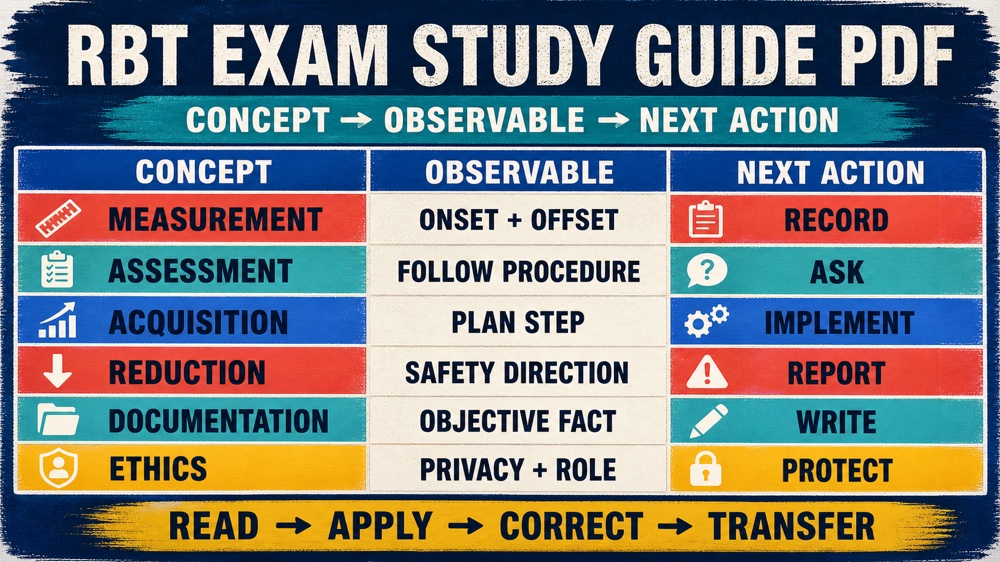 RBT exam study guide PDF printable concept map for reading applying and correcting