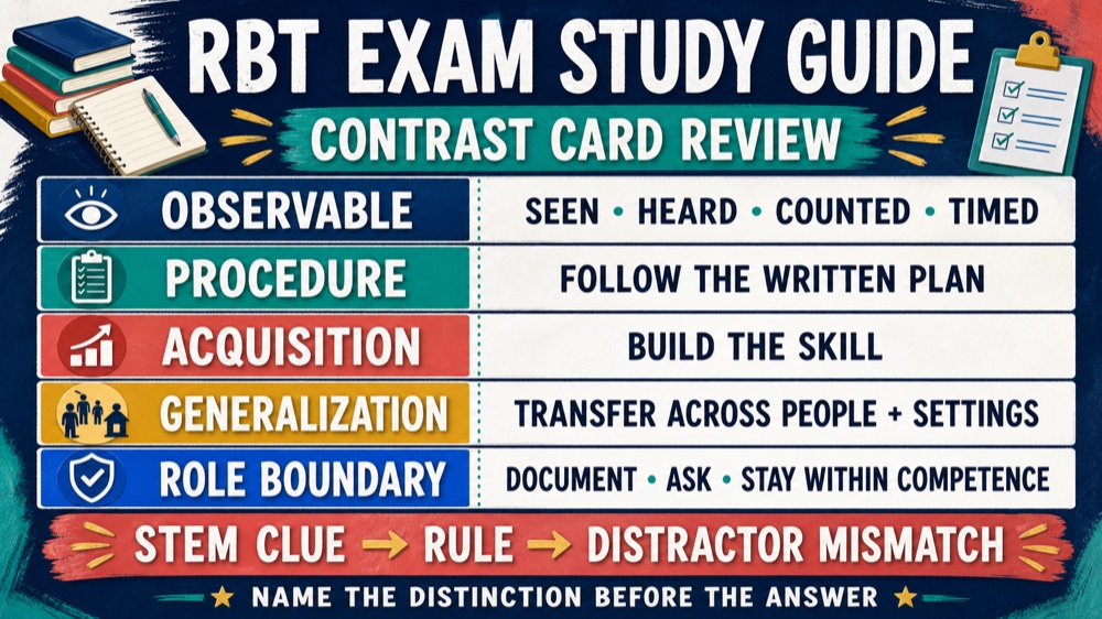 RBT exam study guide six-domain contrast and error checklist