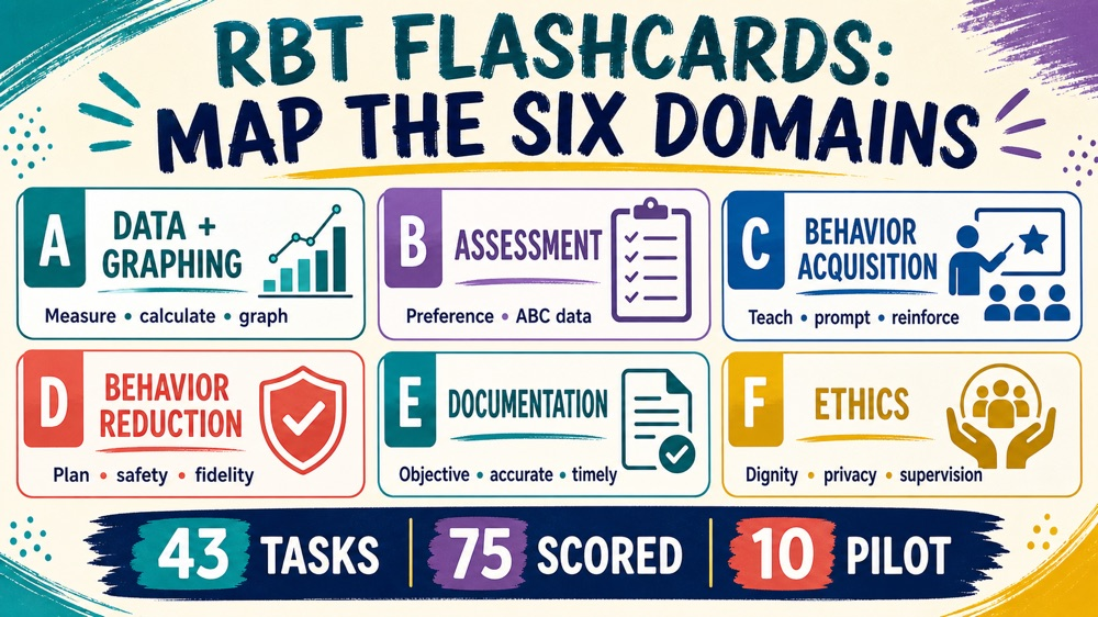 rbt flashcards six-domain study map infographic