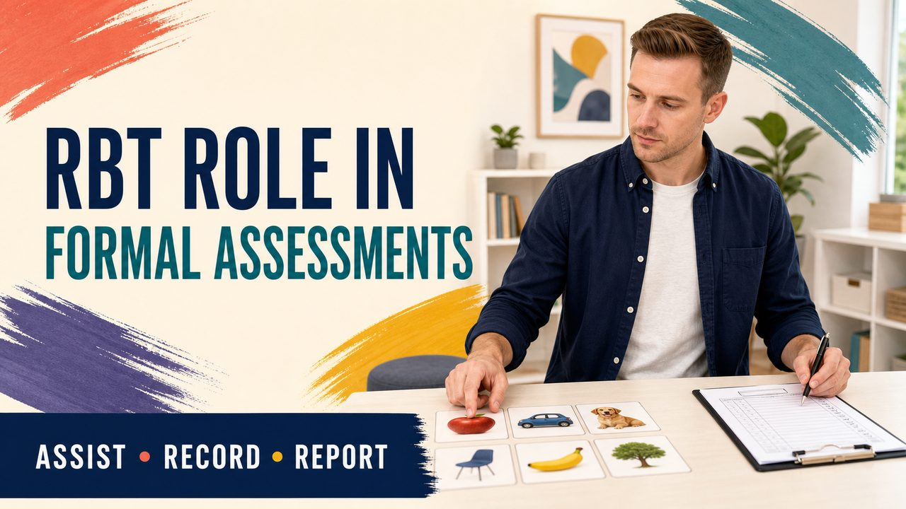 what could be the rbts role in formal assessments cover showing a white adult RBT preparing supervised assessment materials