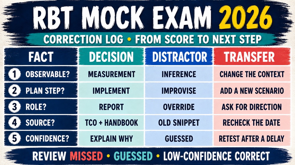 RBT mock exam 2026 correction log for domain errors and transfer practice