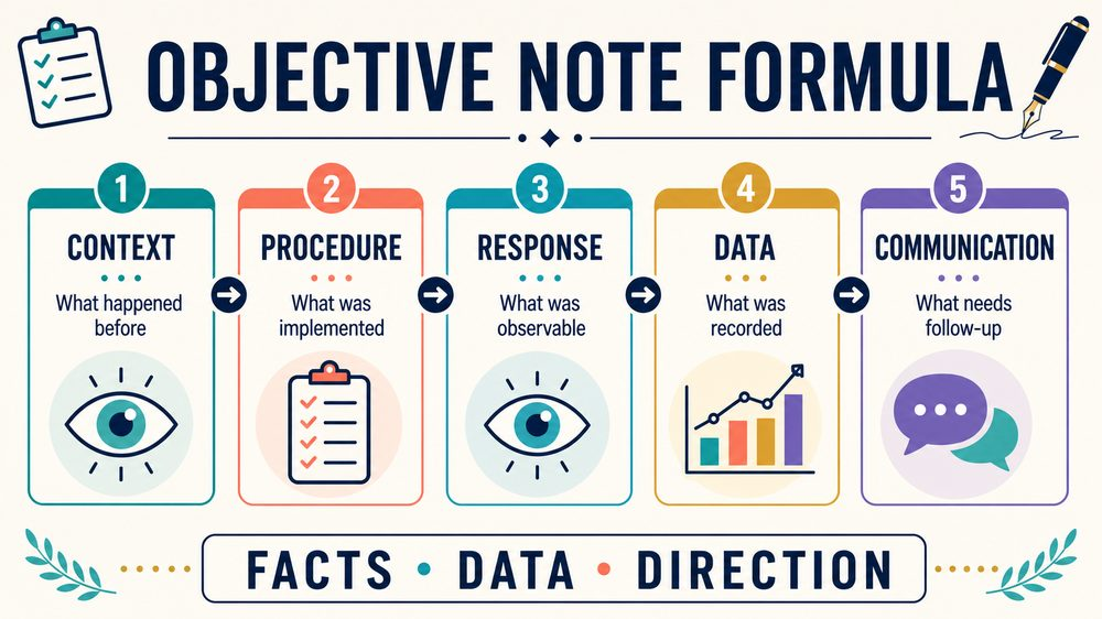 rbt notes examples infographic showing objective context procedure response data and communication