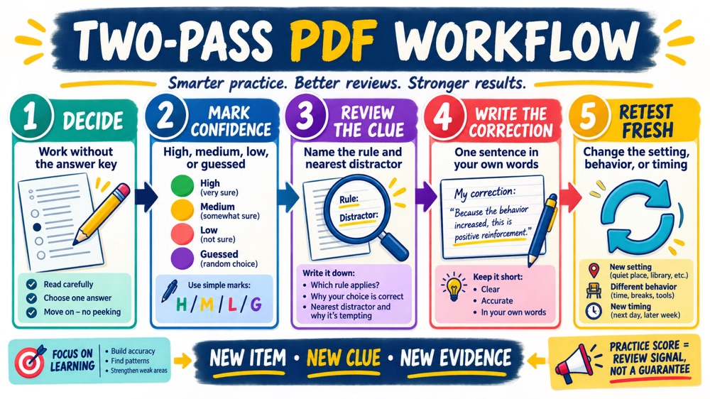 RBT practice exam 85 questions PDF two-pass correction and retest workflow