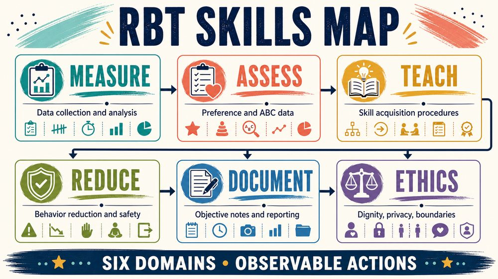rbt skills infographic mapping six current domains to observable skill families