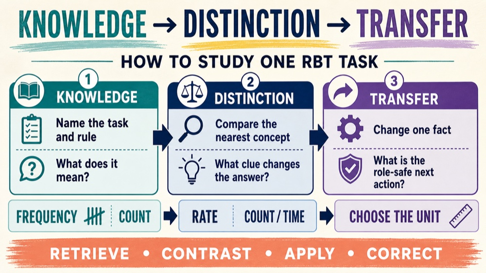 RBT task list study guide knowledge and distinction correction loop