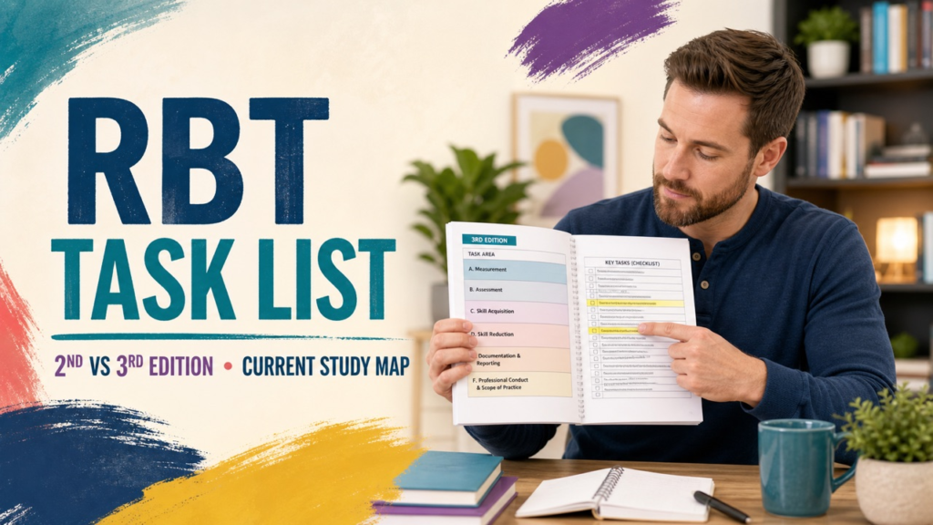 rbt task list 2nd and 3rd edition study map with a white adult learner