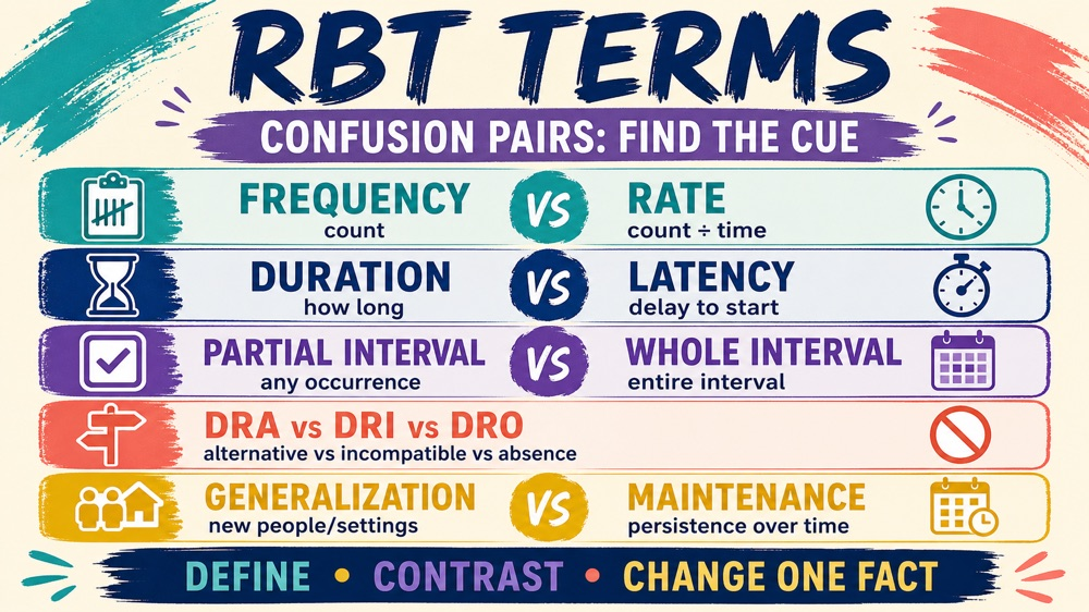 rbt terms confusing pairs and decision cues infographic