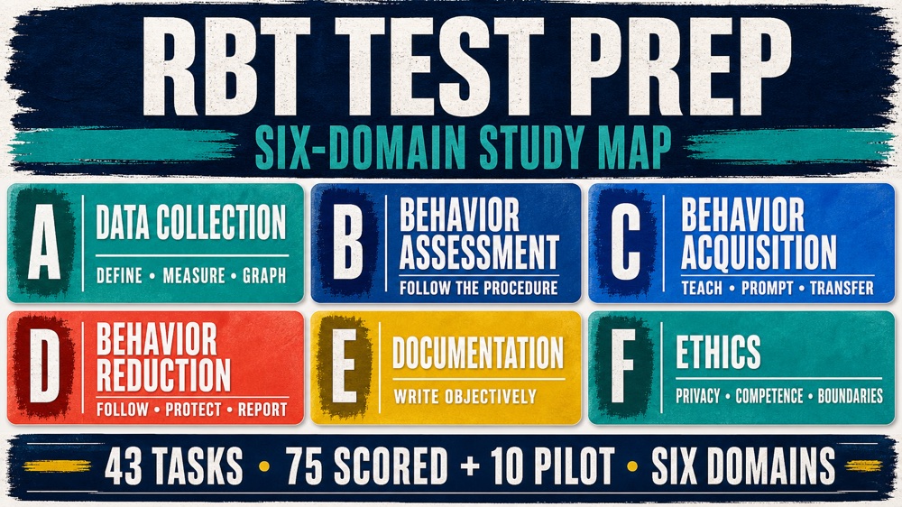RBT test prep six-domain study map from source review to transfer practice
