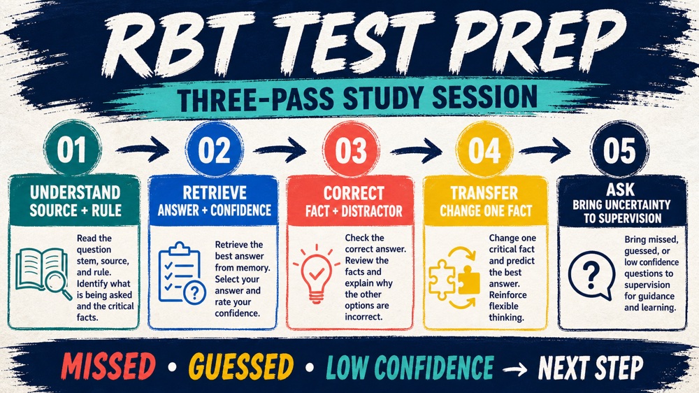 RBT test prep correction log for observable facts decisions and role boundaries