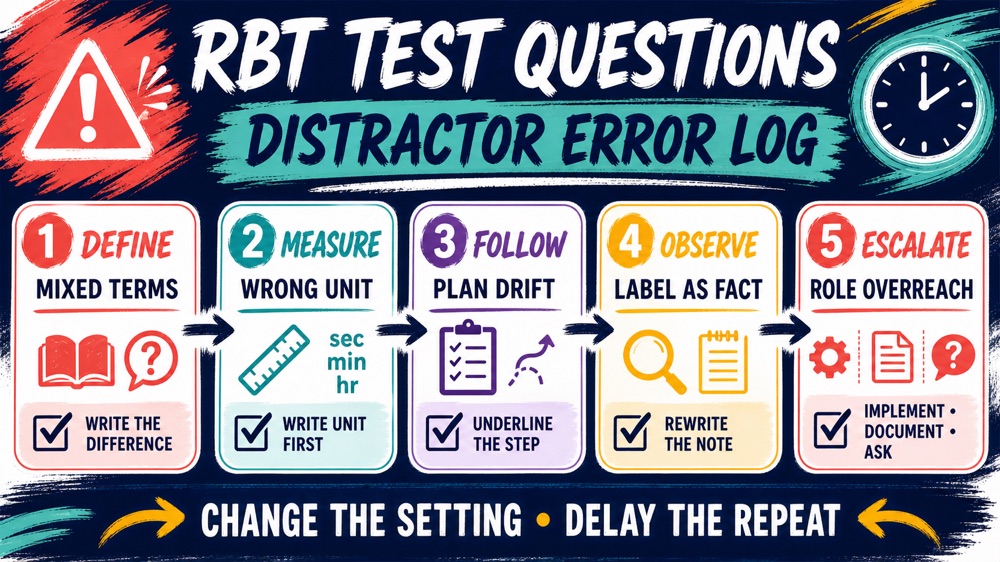RBT test questions correction loop for facts procedures and role boundaries