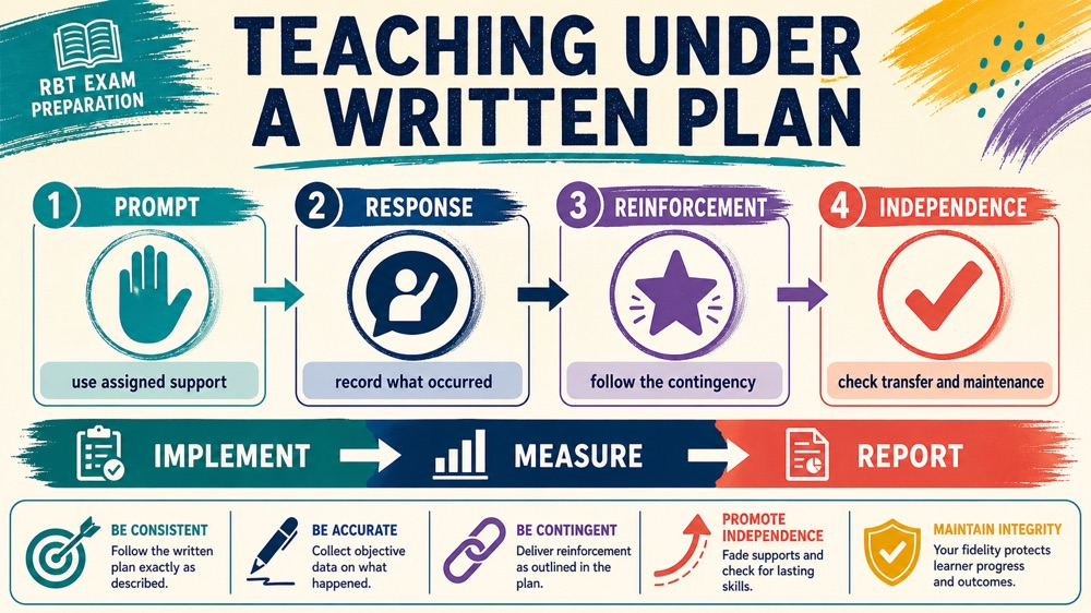 Skill acquisition ABA workflow showing plan teach measure fade and generalize