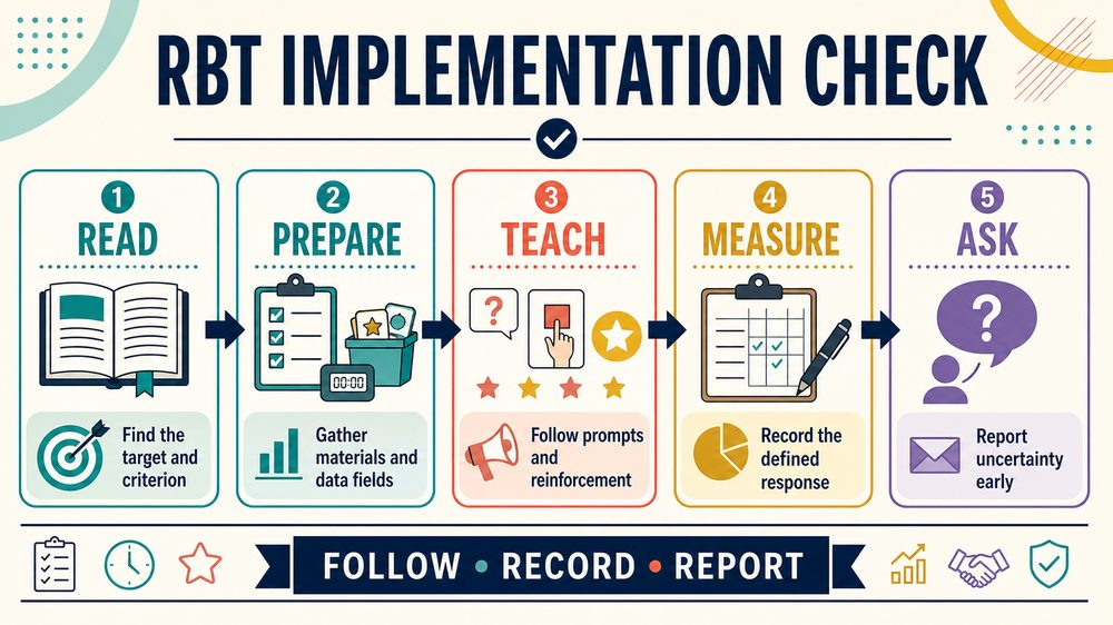 skill acquisition plan aba infographic showing plan prepare teach measure and generalize steps