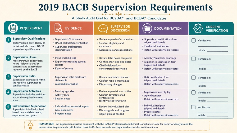 2019 bacb supervision requirements RBT study checklist
