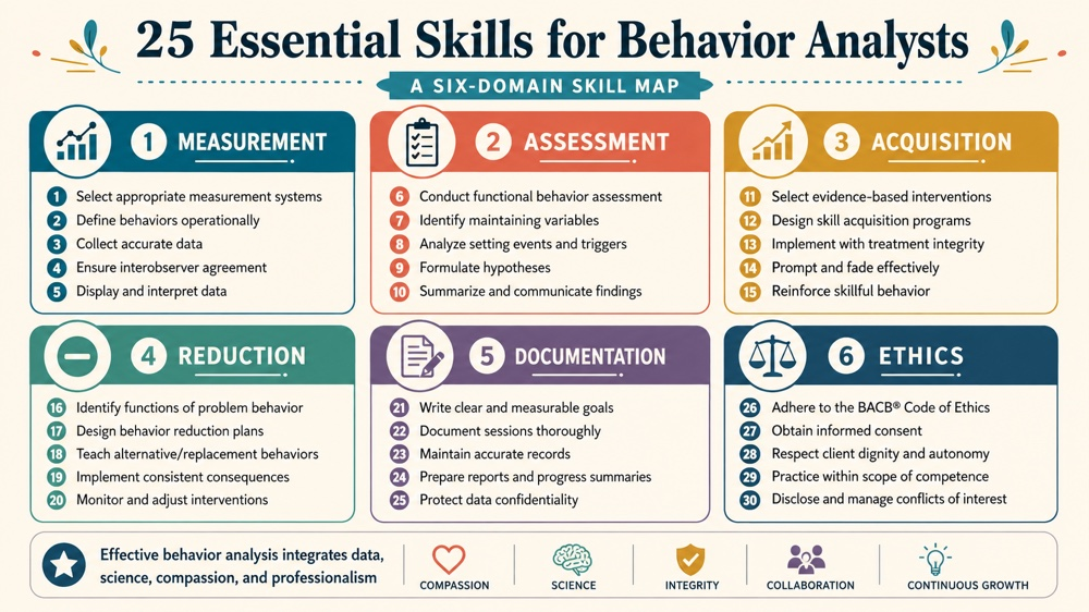 25 essential skills for behavior analysts concept sequence for RBT study