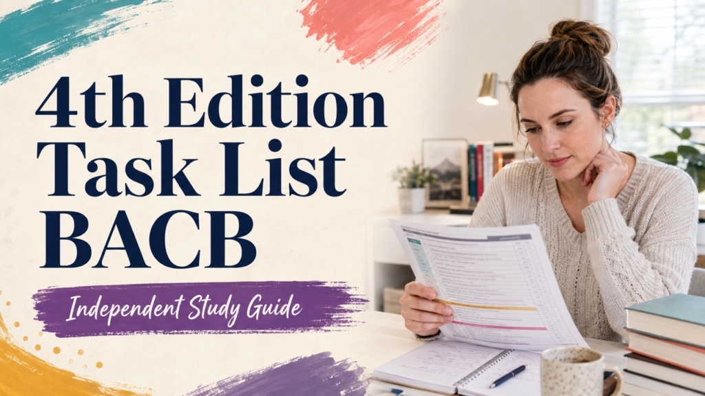 4th edition task list bacb study guide with white adult RBT candidate