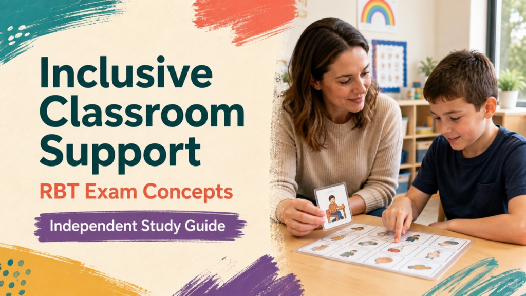 a behavior technician contributes to an inclusive classroom environment by supporting a white adult learner with classroom ma