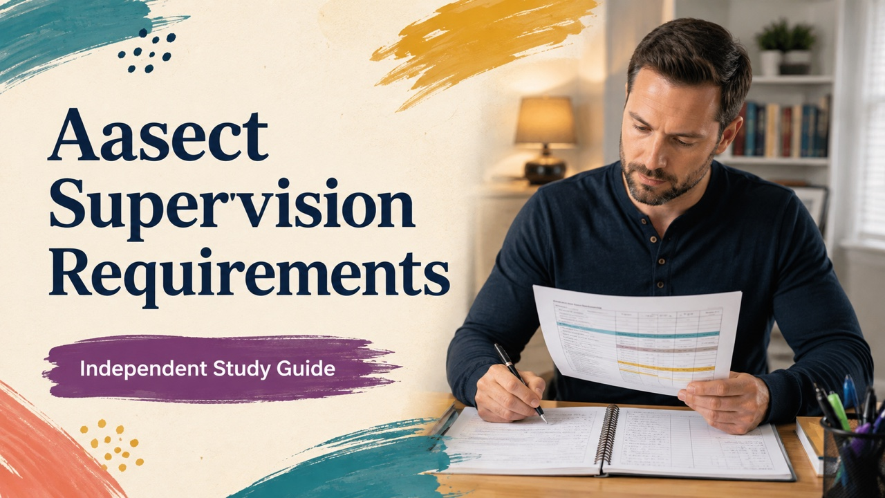 aasect supervision requirements study guide with white adult RBT candidate