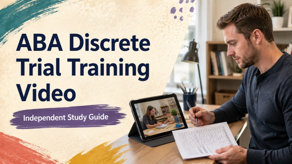 aba discrete trial training video study guide with white adult RBT candidate