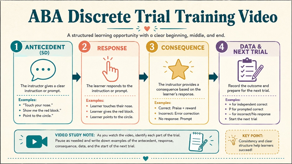 aba discrete trial training video concept sequence for RBT study