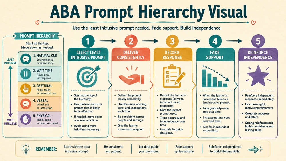 aba prompt hierarchy visual RBT study checklist