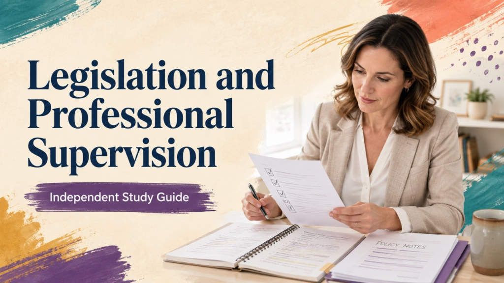 analyse how the requirements of legislation impact on professional supervision study guide with white adult RBT candidate