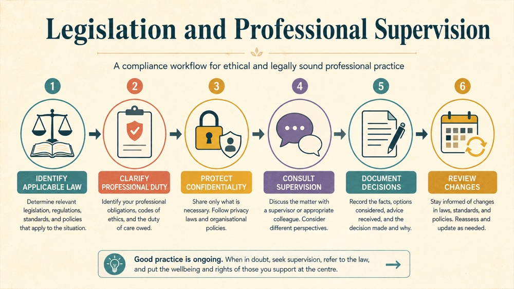 analyse how the requirements of legislation impact on professional supervision concept sequence for RBT study