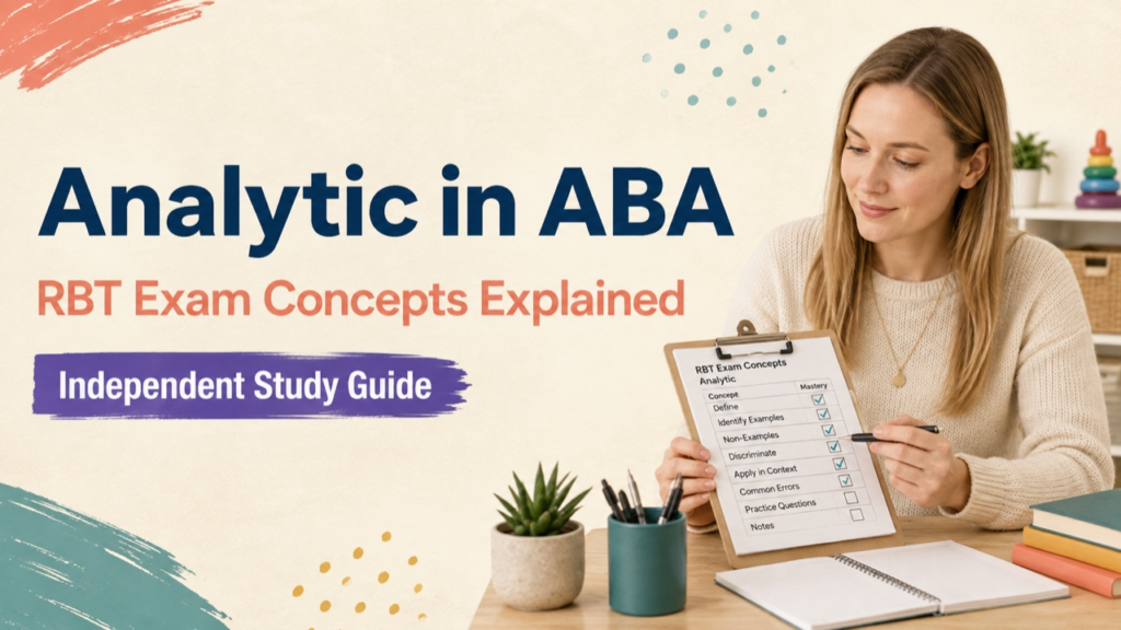 analytic in aba study guide with white adult RBT candidate