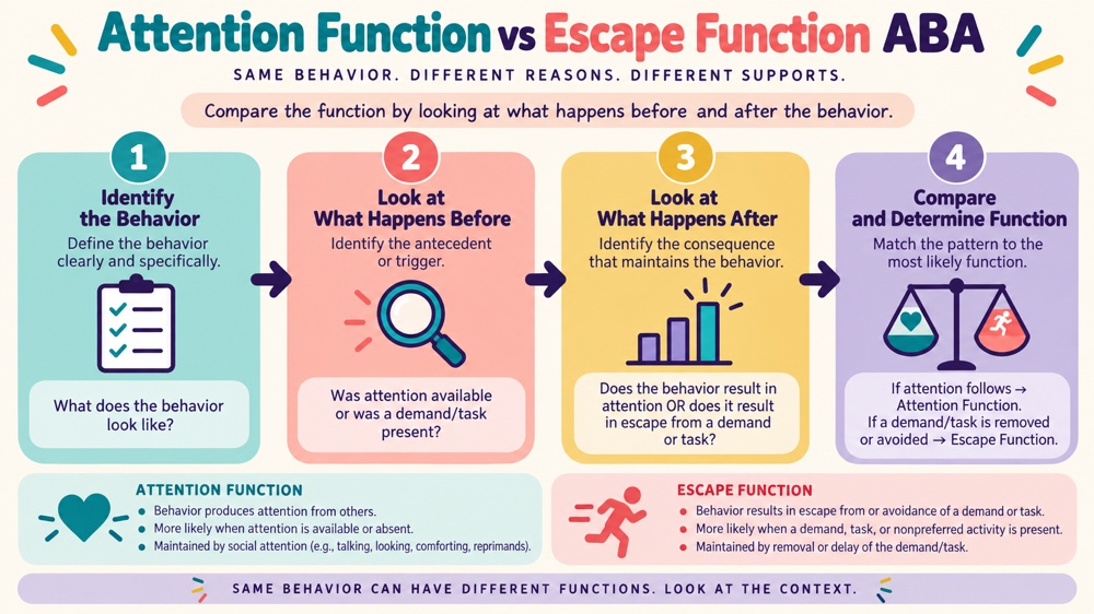 attention function vs escape function aba concept sequence for RBT study