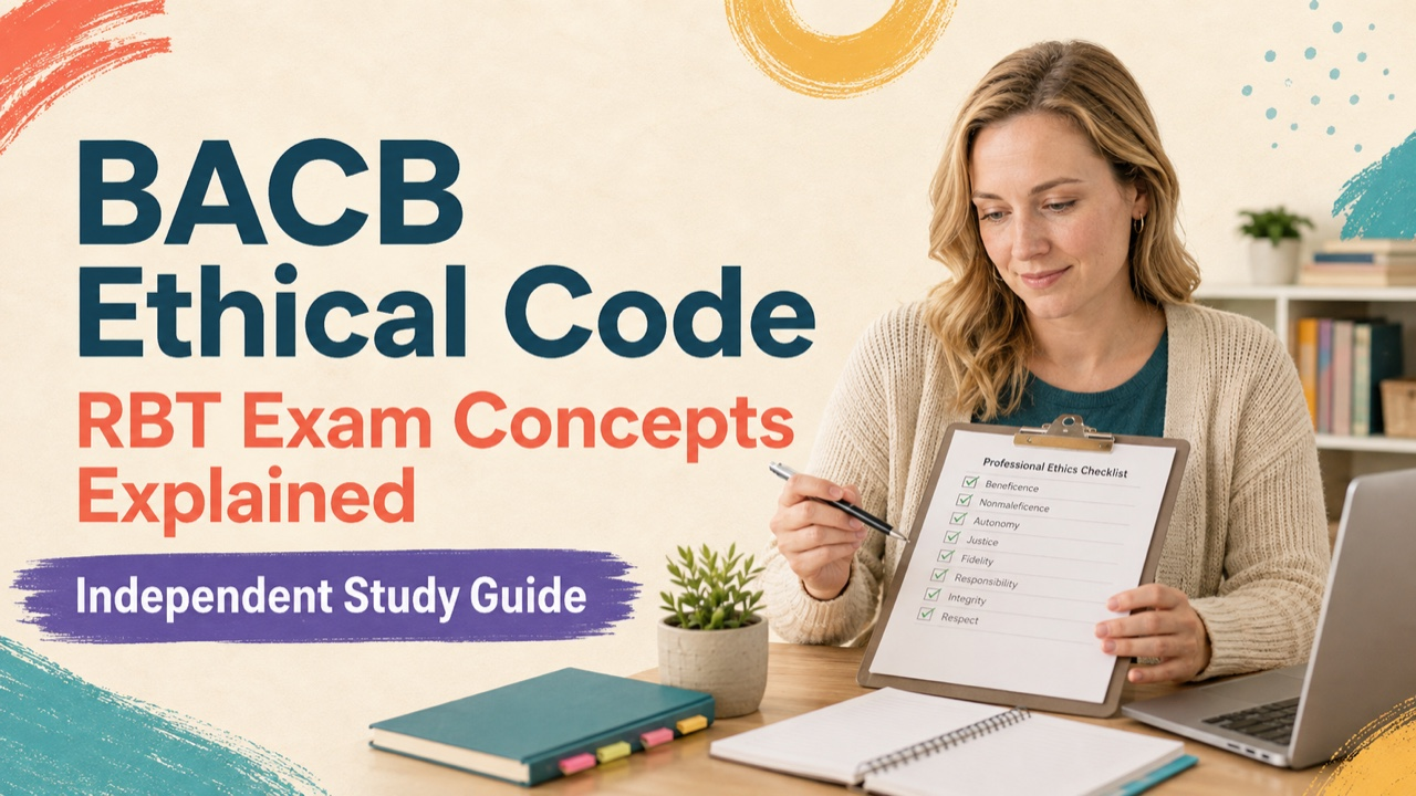 bacb ethical code study guide with white adult RBT candidate