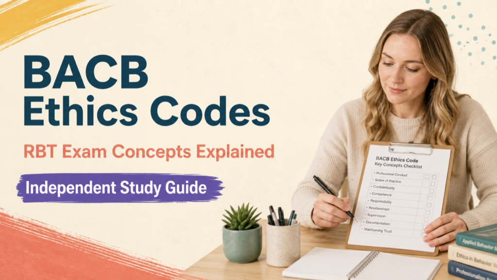 bacb ethics codes study guide with white adult RBT candidate