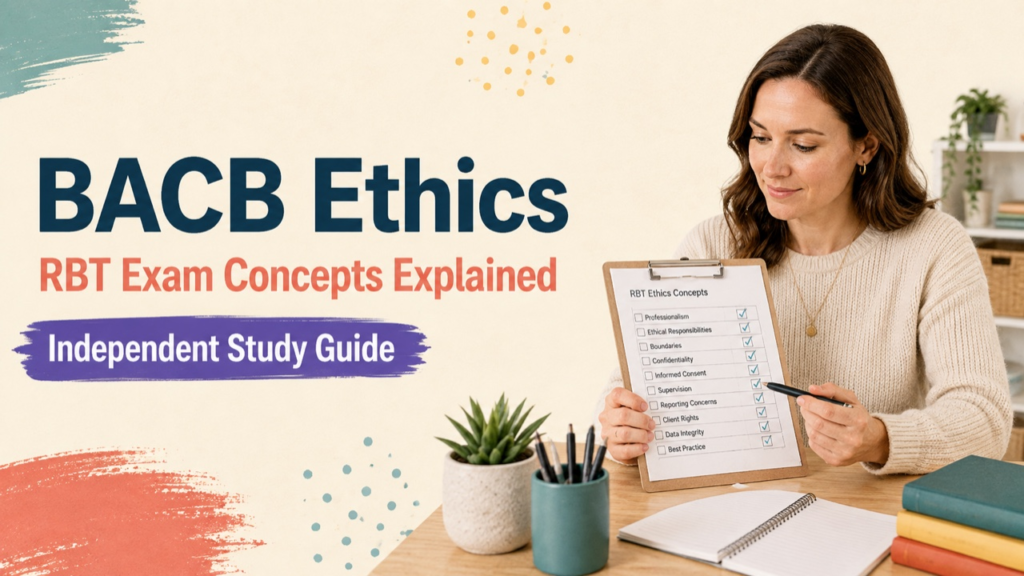 bacb ethics study guide with white adult RBT candidate