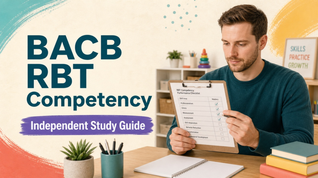 bacb rbt competency study guide with white adult RBT candidate