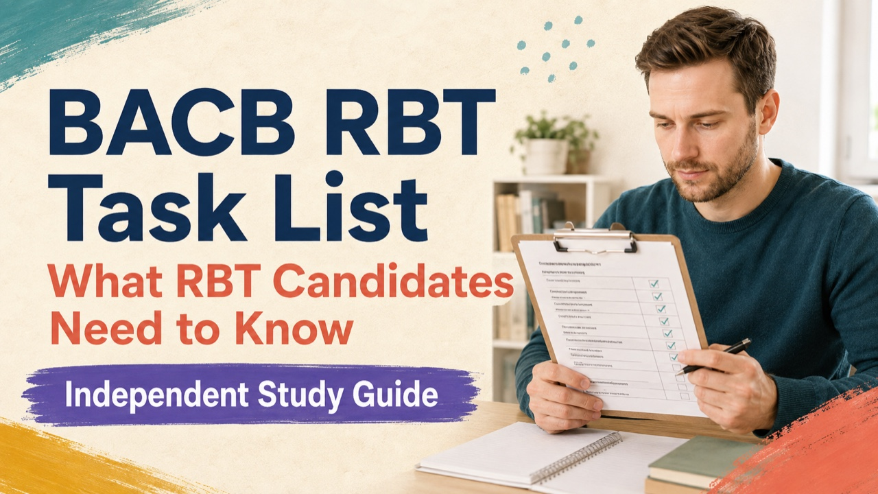 bacb rbt task list study guide with white adult RBT candidate
