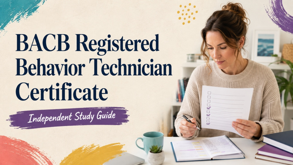 bacb registered behavior technician certificate study guide with white adult RBT candidate