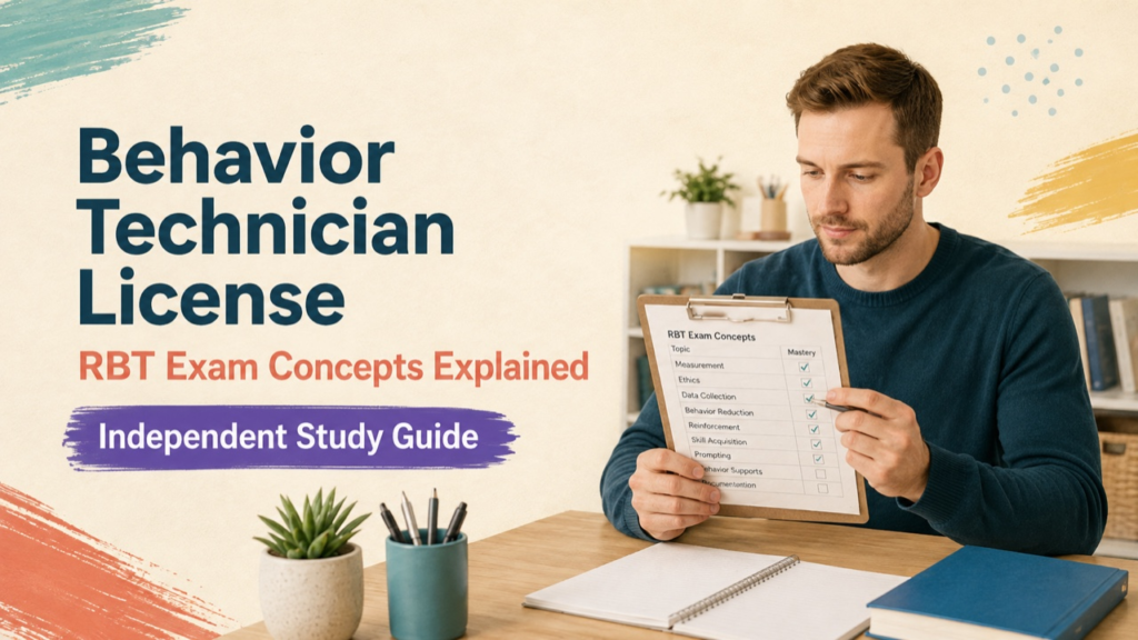 behavior technician license study guide with white adult RBT candidate