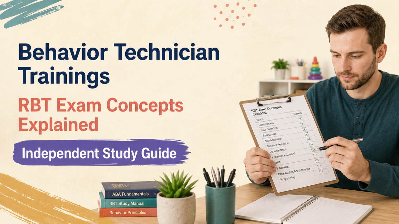 behavior technician trainings study guide with white adult RBT candidate